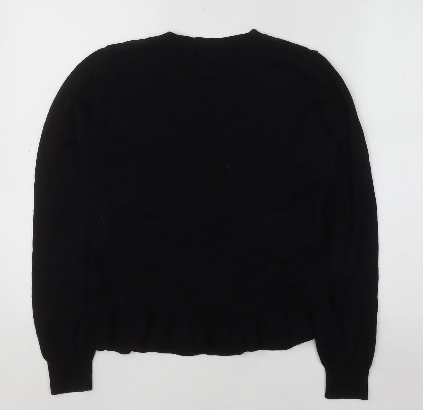 Oasis Womens Black Cotton Blend Crew Neck Long Sleeve Jumper Size M