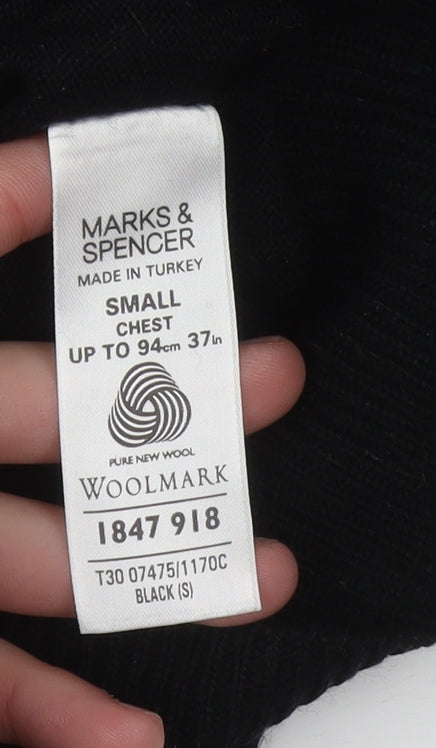 Marks and Spencer Men’s Black Merino Wool Crew Neck Jumper Size S