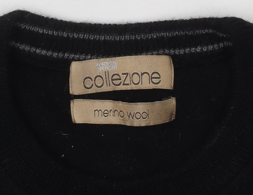 Marks and Spencer Men’s Black Merino Wool Crew Neck Jumper Size S