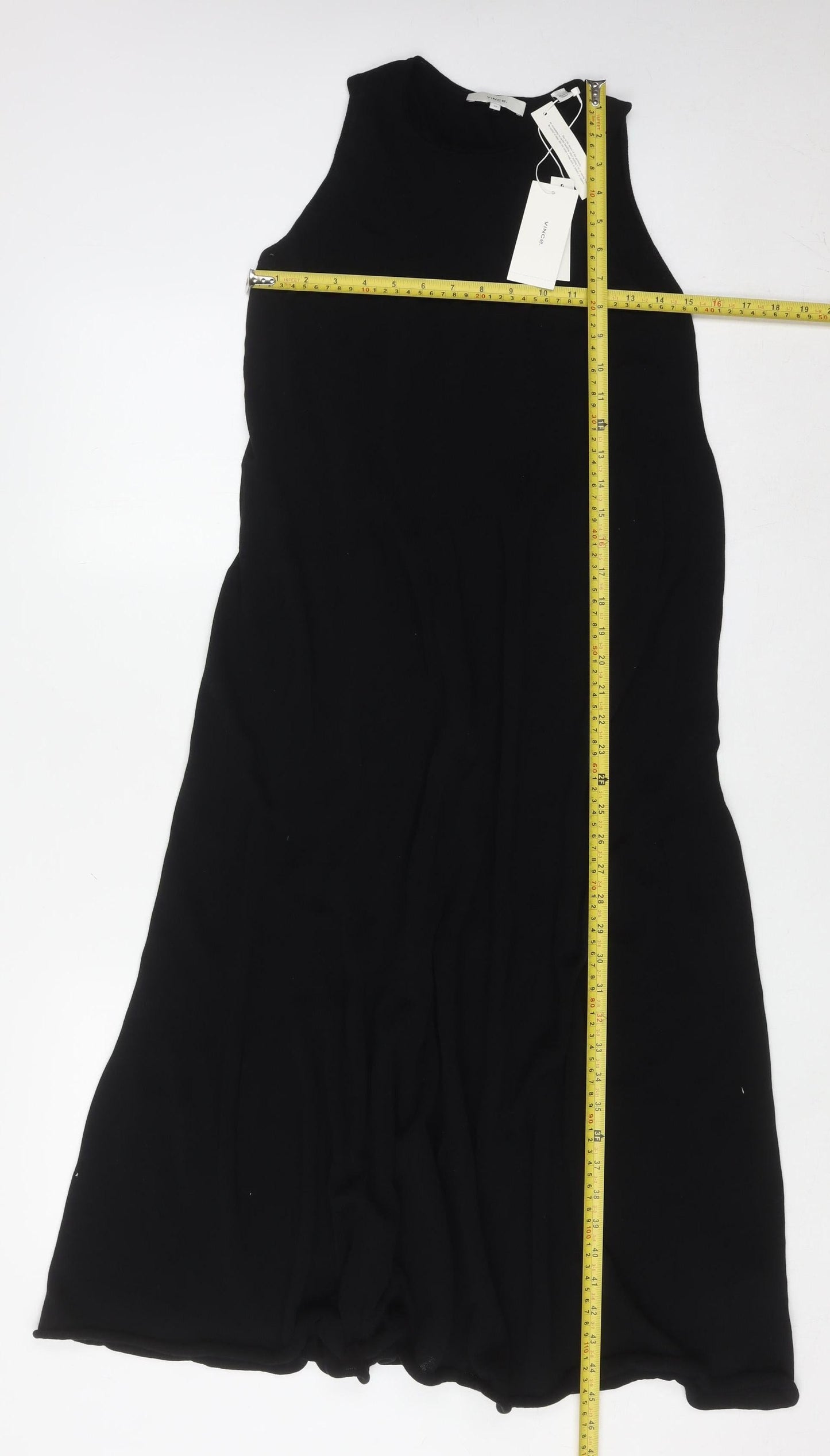 Vince Womens Black XS Sleeveless Cotton Midi Shift Dress