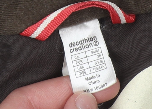 Wedze Girls Brown Ski Jacket Size 8 Hooded Padded Winter Coat