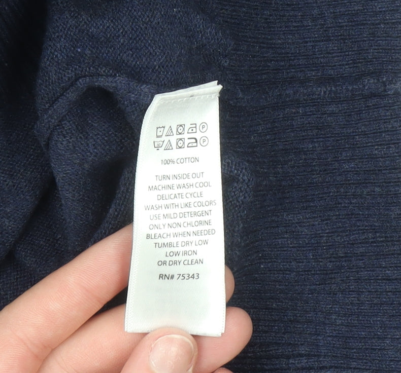 Racing Green Men's Blue Cotton V-Neck Jumper Size M Classic Knitwear