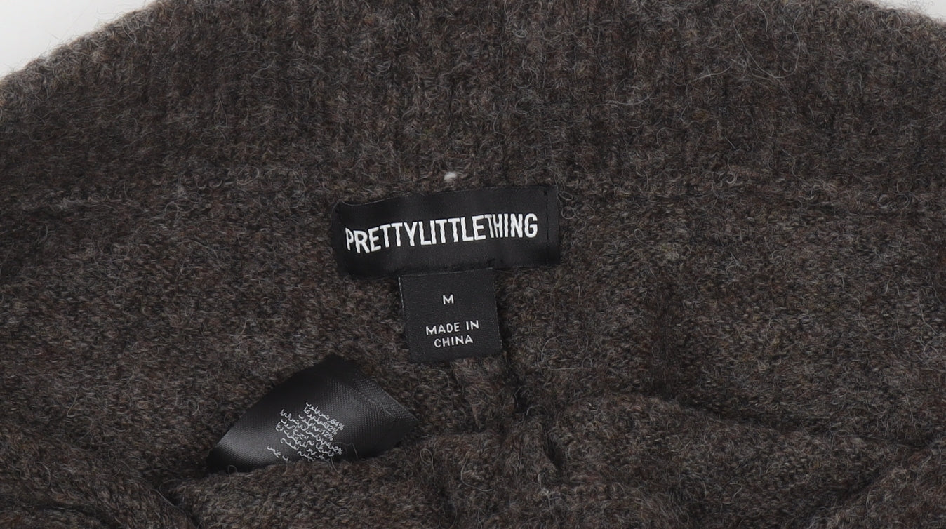 PrettyLittleThing Women Brown Knit Slim Leggings Size M