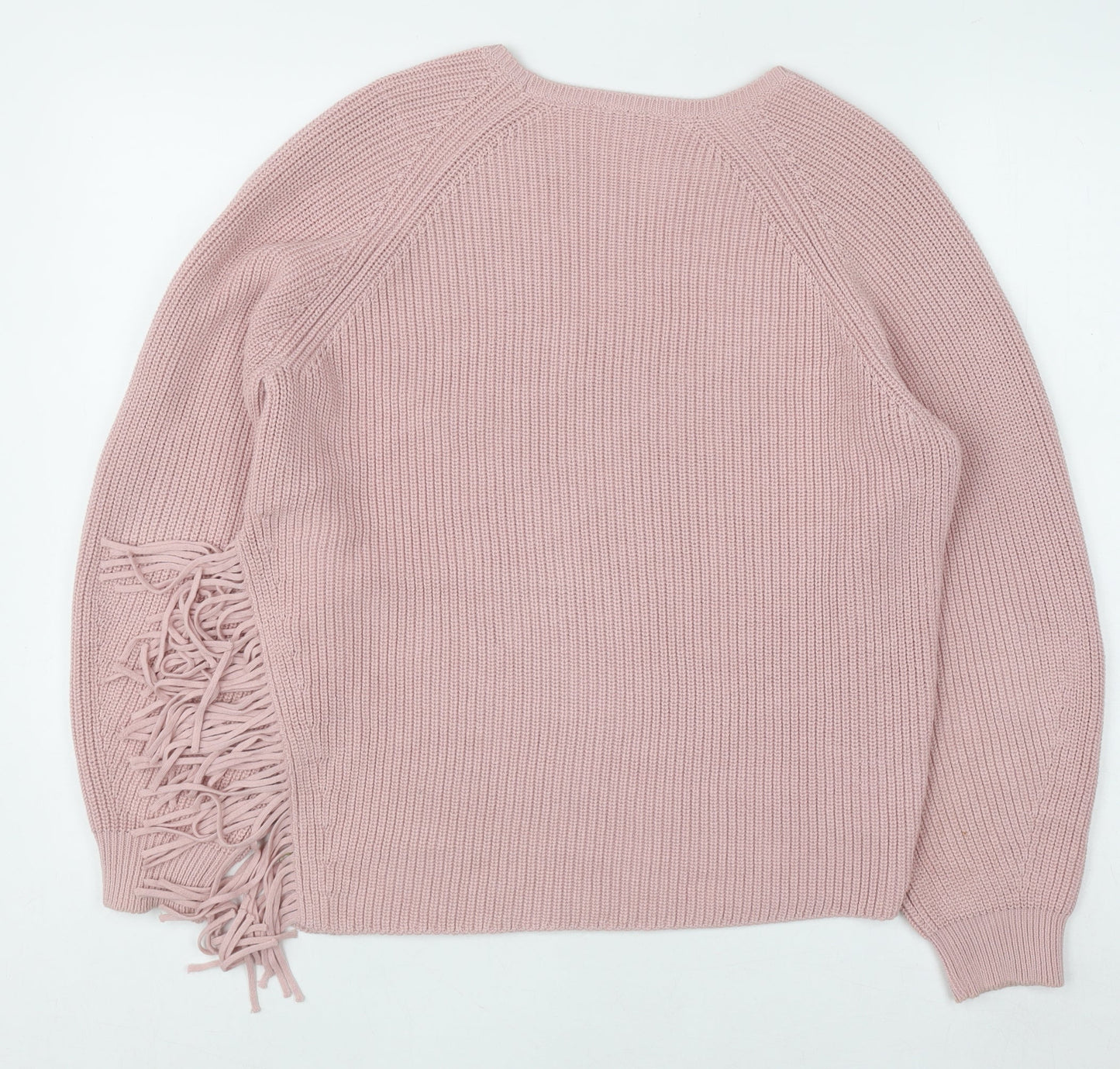 Riani Womens Pink Cotton Fringe Knit Jumper Size 8