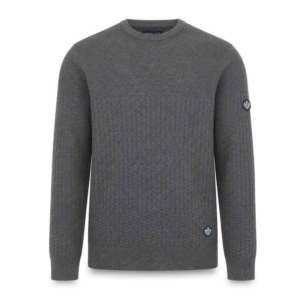 Bewley & Ritch Men's Grey Waffle Knit Cotton Blend Jumper M