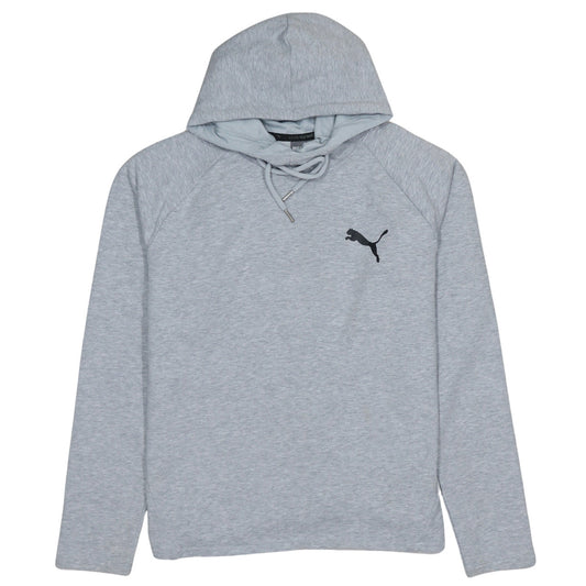 Puma Womens Grey Hoodie Size 14 Pullover Drawstring Logo Sweatshirt