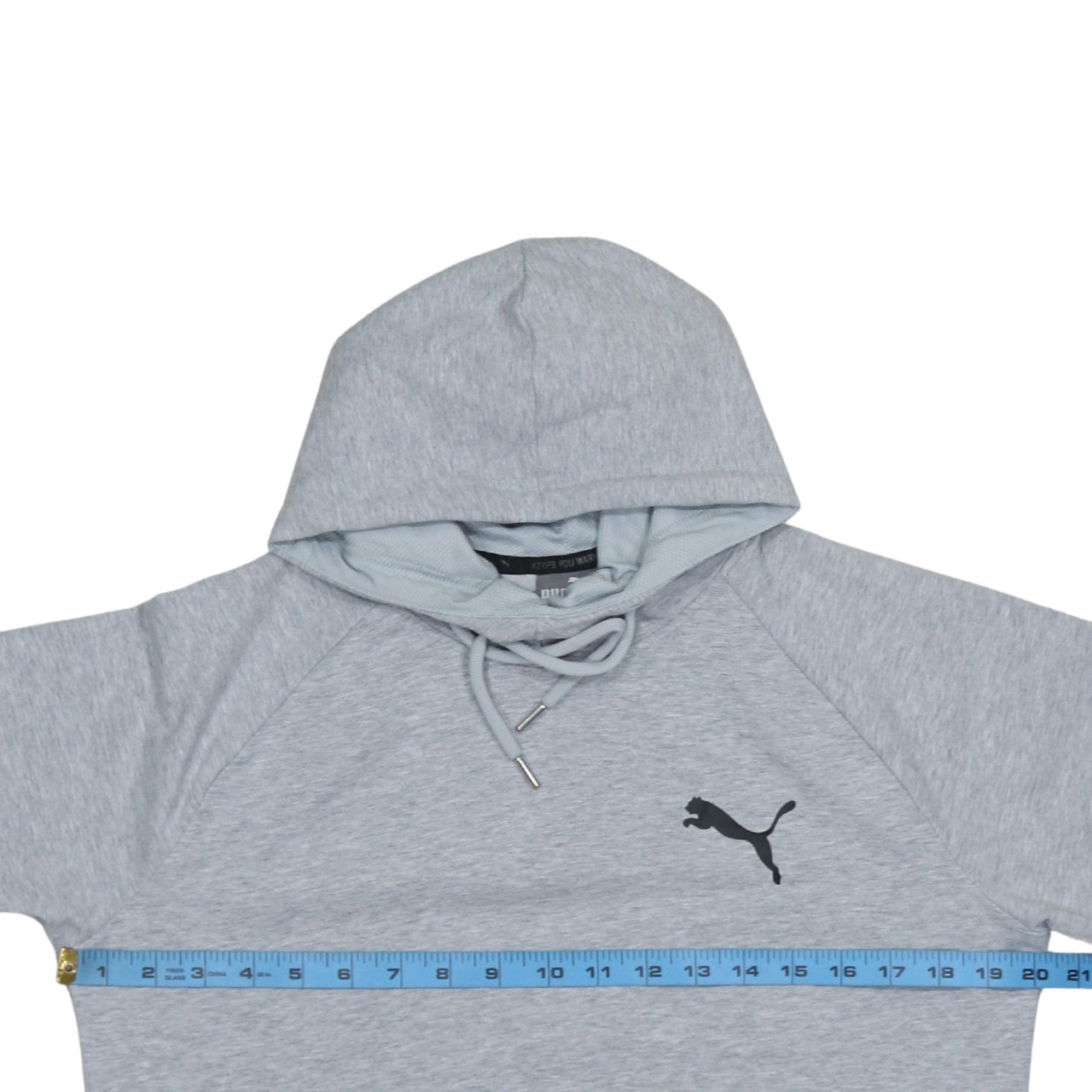 Puma Womens Grey Hoodie Size 14 Pullover Drawstring Logo Sweatshirt