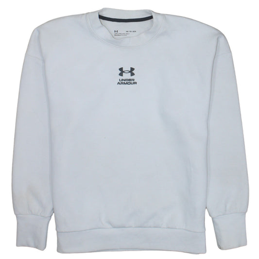 Under Armour Women White XS Pullover Sweatshirt Loose Fit Logo Crew