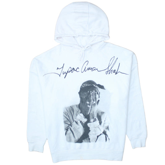 2Pac Women's White Graphic Pullover Hoodie Size S