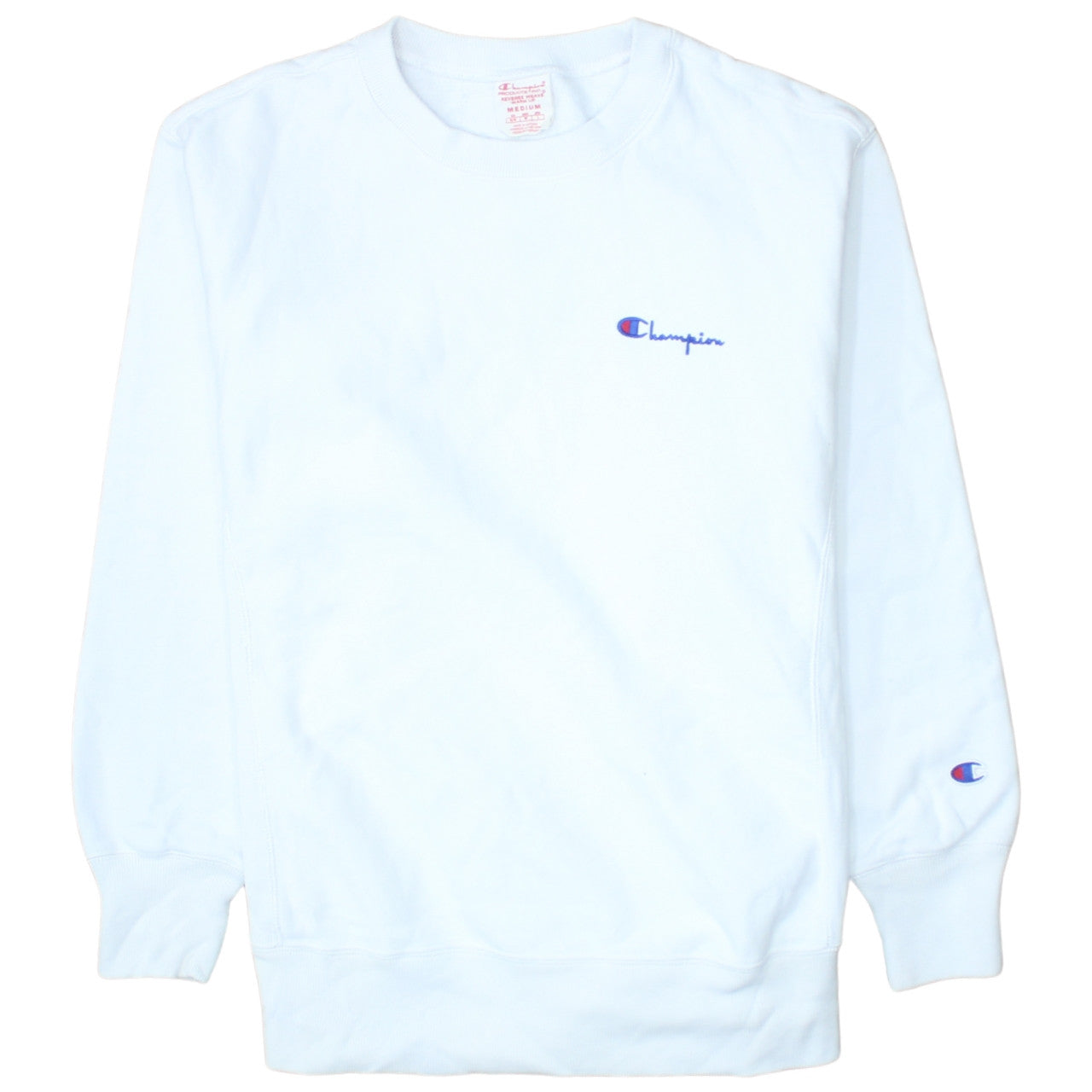 Champion Men's White Reverse Weave Crew Neck Sweatshirt Medium