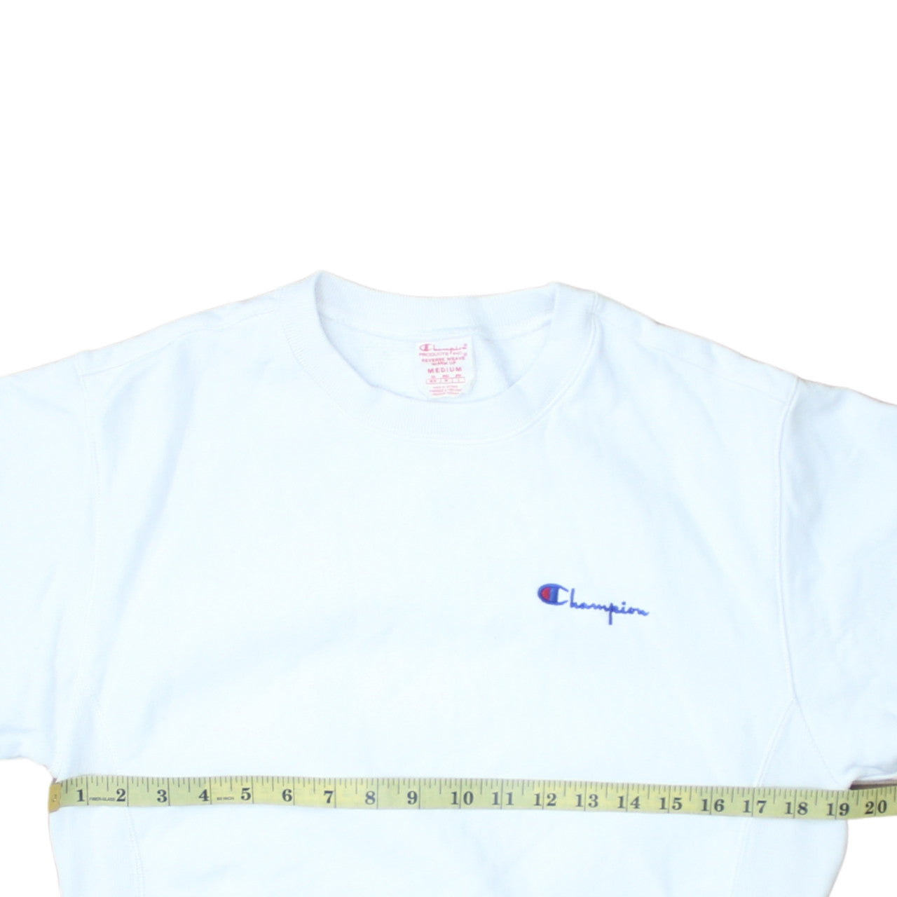 Champion Men's White Reverse Weave Crew Neck Sweatshirt Medium