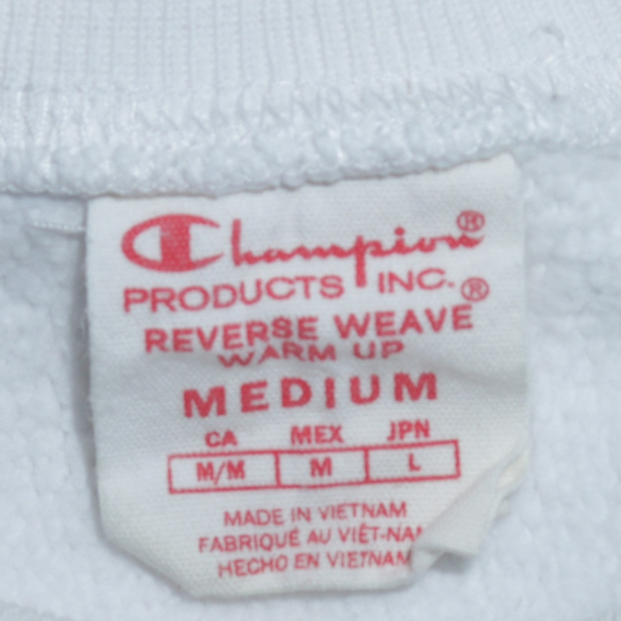 Champion Men's White Reverse Weave Crew Neck Sweatshirt Medium
