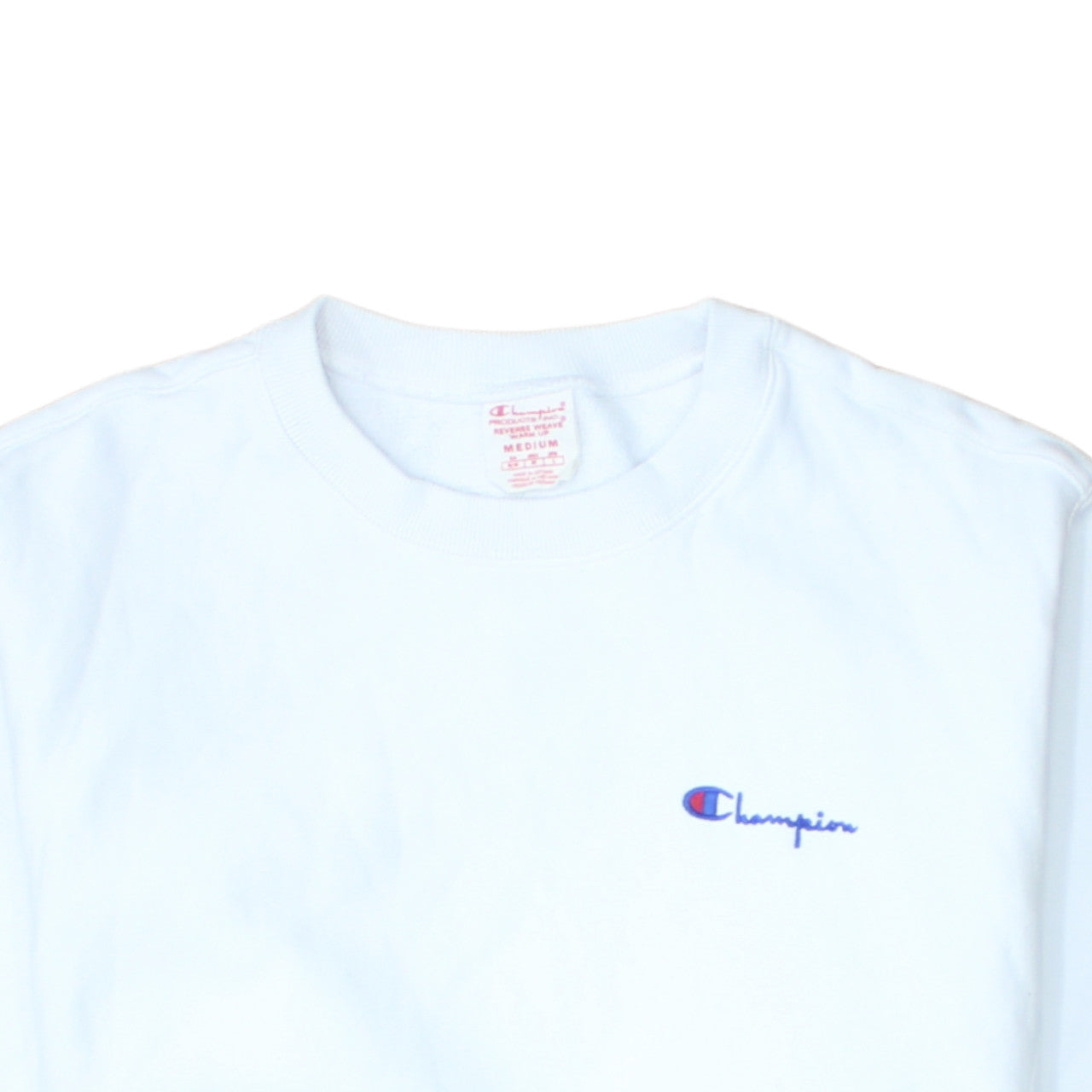 Champion Men's White Reverse Weave Crew Neck Sweatshirt Medium