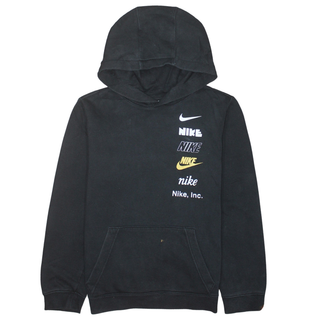Nike Boys Black XL Pullover Hoodie with Multi Logo Print