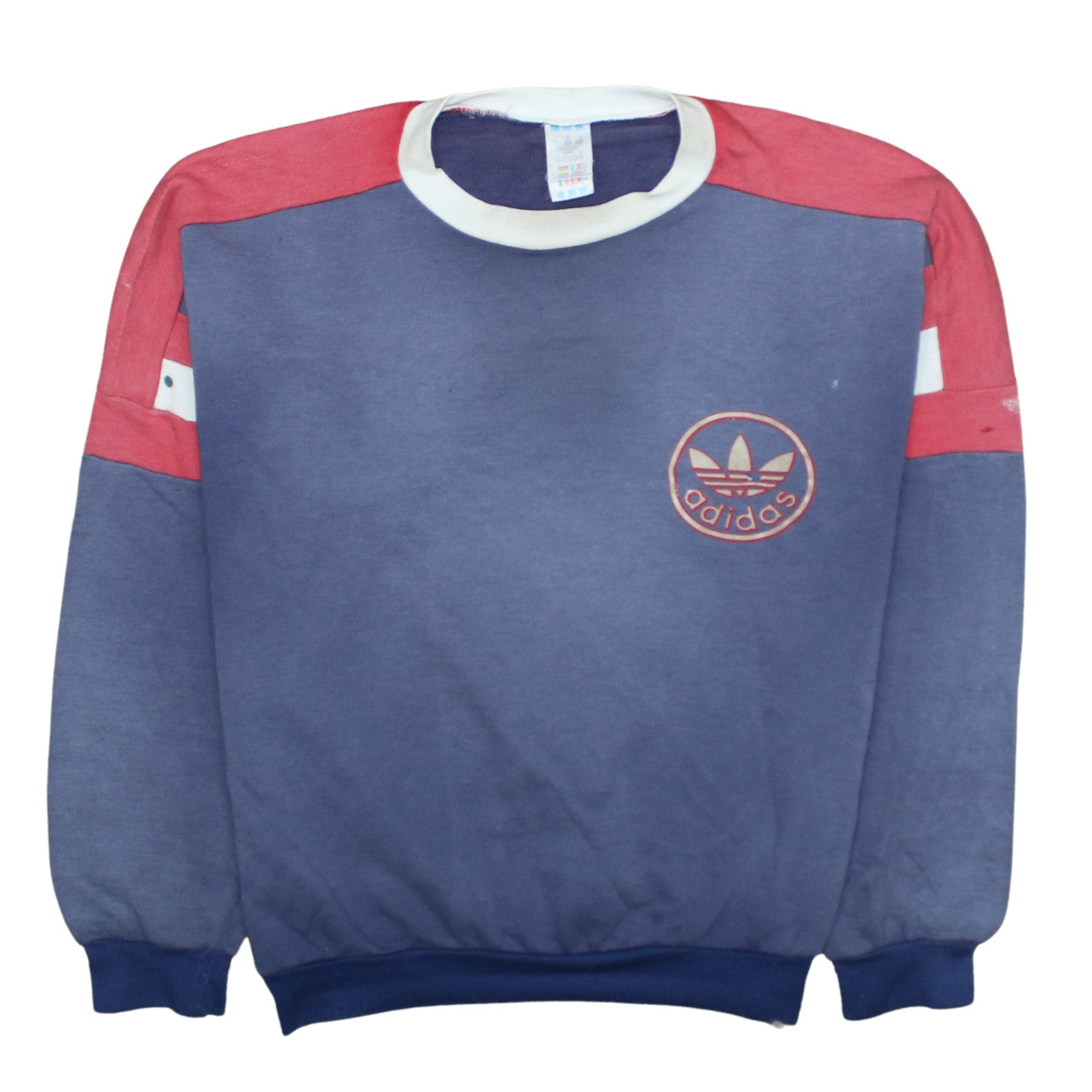 Adidas Women’s Blue Red Crew Neck Pullover Sweatshirt Size M