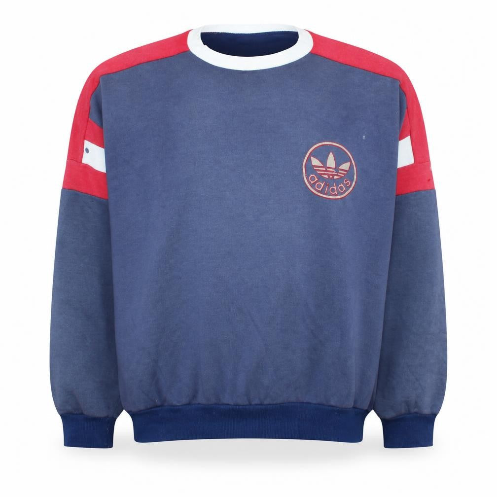 Adidas Women’s Blue Red Crew Neck Pullover Sweatshirt Size M