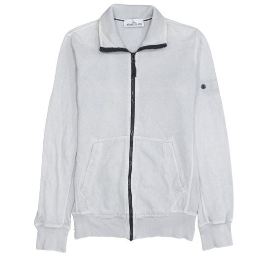 Stone Island Men's Grey Full Zip Mock Neck Cotton Sweatshirt Size S