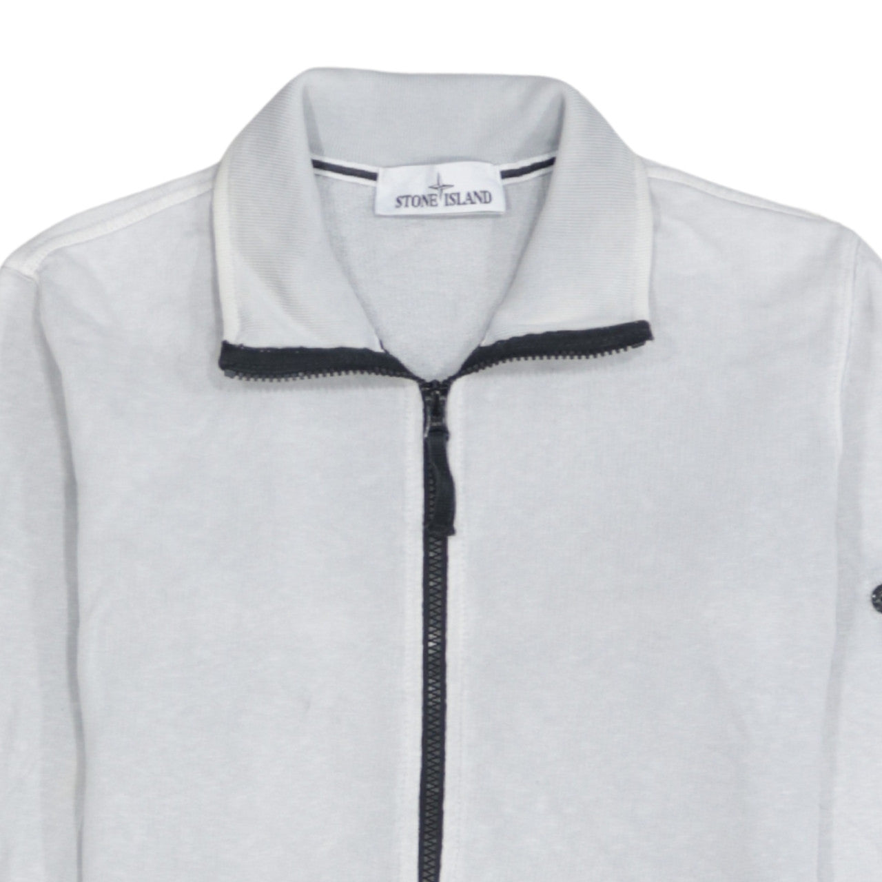 Stone Island Men's Grey Full Zip Mock Neck Cotton Sweatshirt Size S