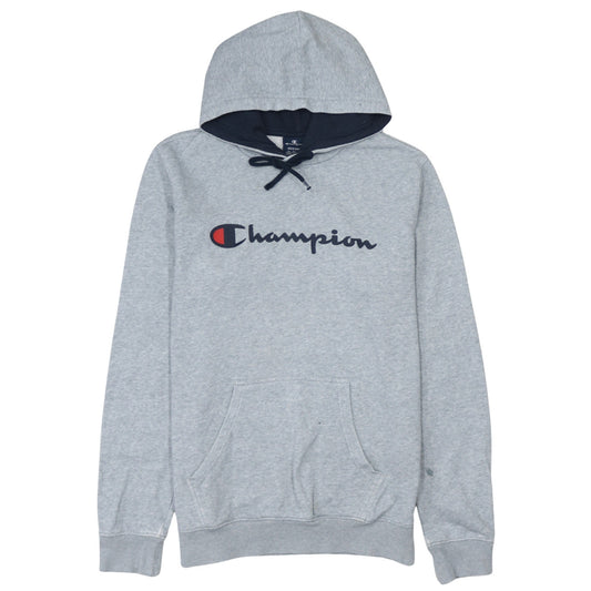 Champion Men's Grey Hoodie Medium Pullover Logo Cotton Blend