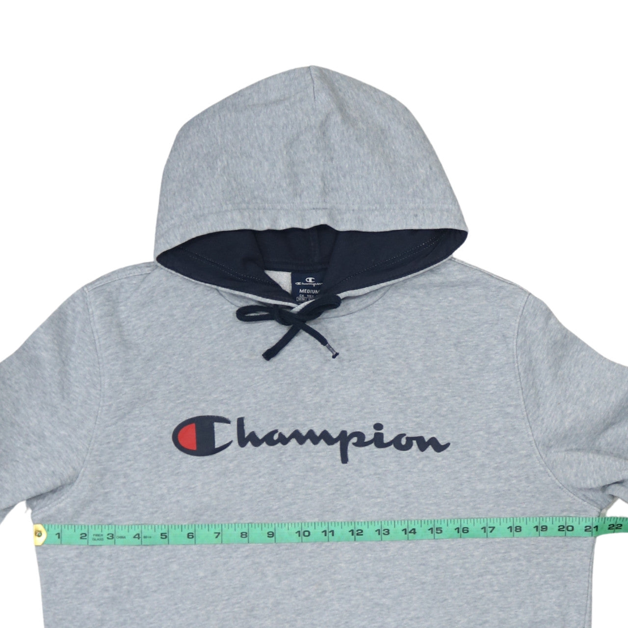 Champion Men's Grey Hoodie Medium Pullover Logo Cotton Blend