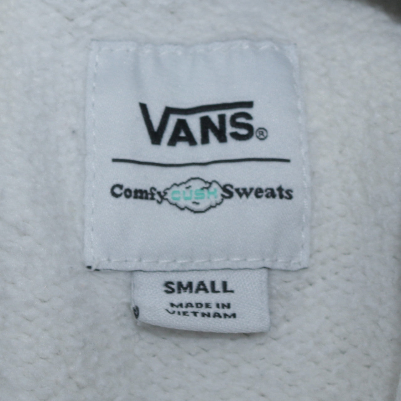 Vans Men’s White Small Pullover Hoodie ComfyCush Fleece Sweatshirt