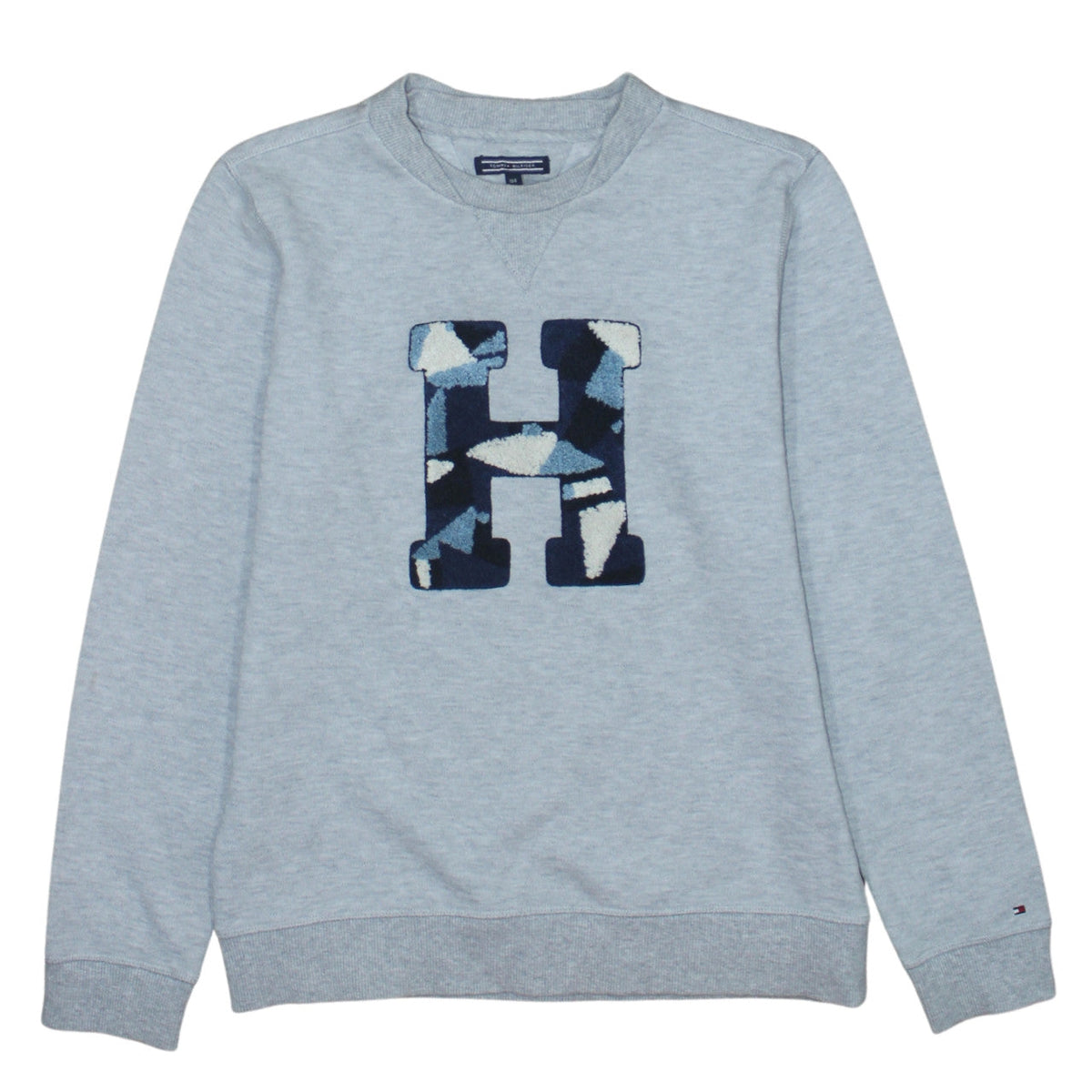 Tommy Hilfiger Boys Grey Pullover Sweatshirt Size 164 Crew Neck Logo