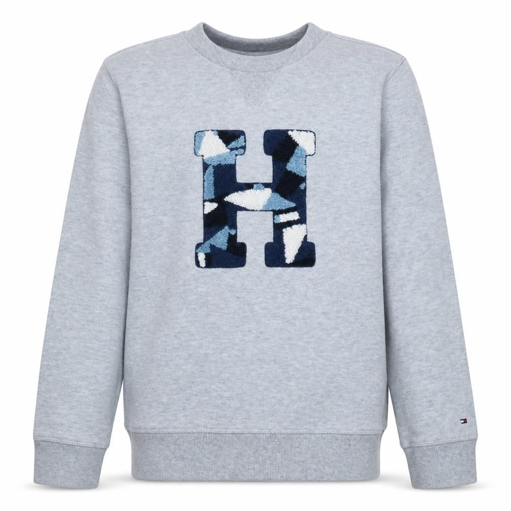 Tommy Hilfiger Boys Grey Pullover Sweatshirt Size 164 Crew Neck Logo