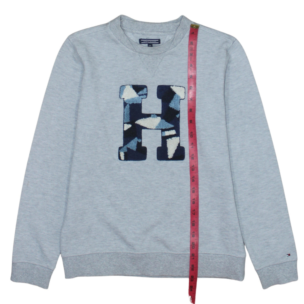 Tommy Hilfiger Boys Grey Pullover Sweatshirt Size 164 Crew Neck Logo
