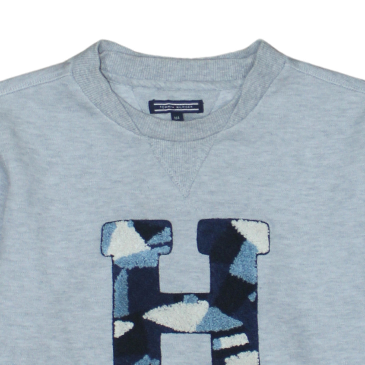 Tommy Hilfiger Boys Grey Pullover Sweatshirt Size 164 Crew Neck Logo