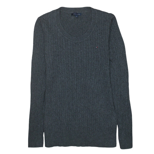 Tommy Hilfiger Women's Grey Cable-Knit Wool Cashmere Jumper Size S