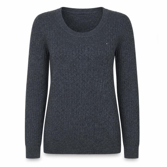 Tommy Hilfiger Women's Grey Cable-Knit Wool Cashmere Jumper Size S