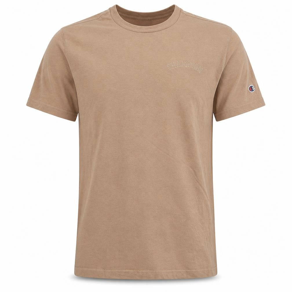 Champion Men's Beige Embroidered Logo Short Sleeve T-Shirt Size S