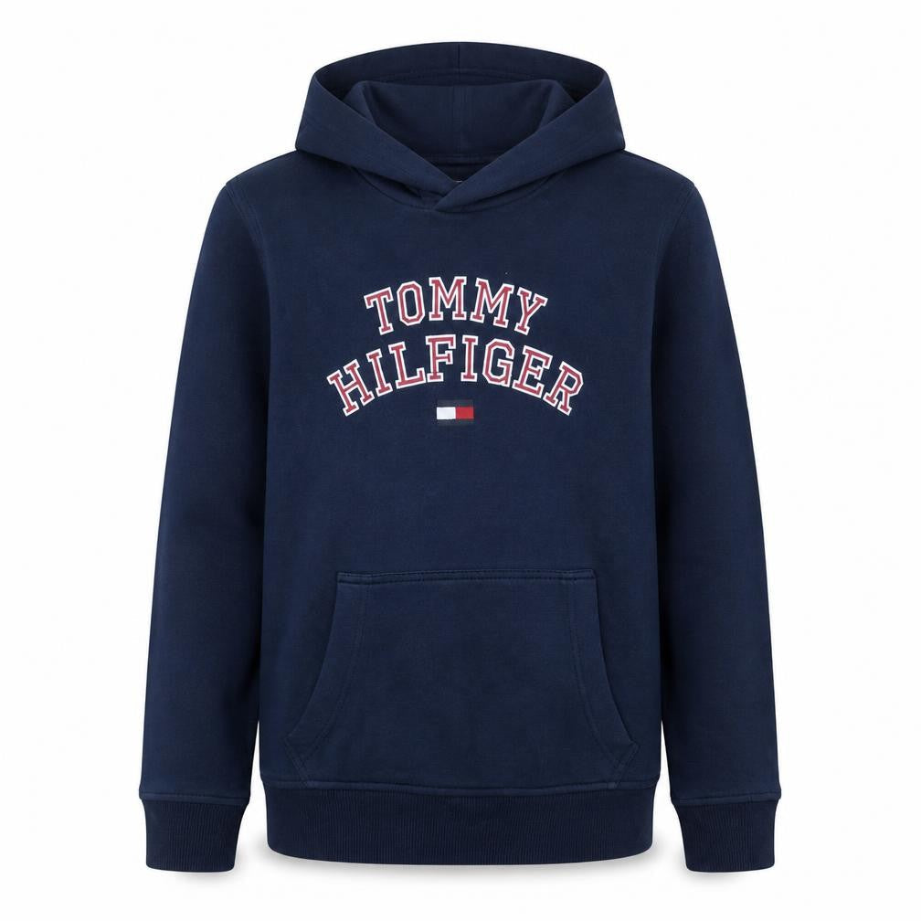 Tommy Hilfiger Boys Navy Pullover Hoodie Size 152 Cotton Blend