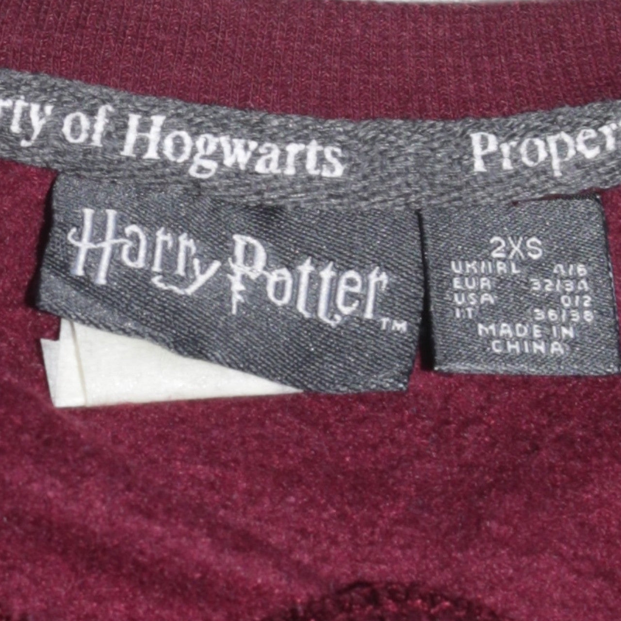 Primark Harry Potter Burgundy Sweatshirt Women 2XS Crew Neck Pullover