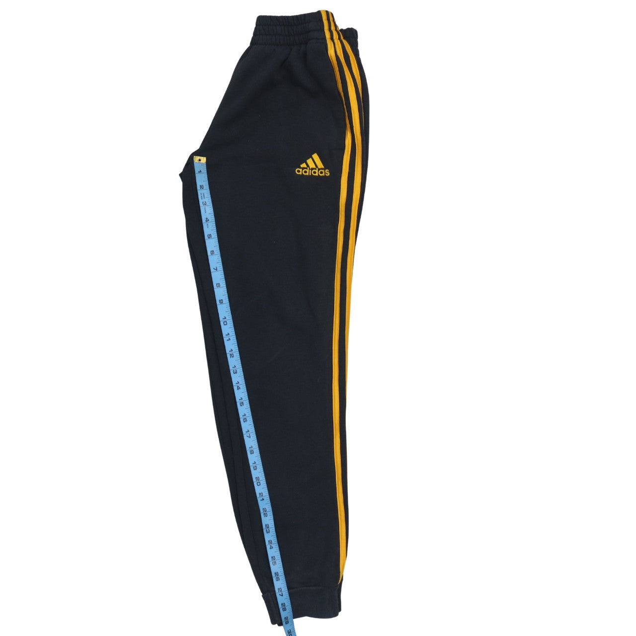 Adidas Men's Black XS Jogger Trousers with Yellow Stripes