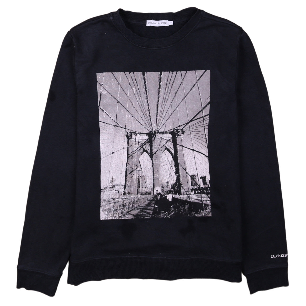 Calvin Klein Jeans Boys Black Graphic Print Pullover Sweatshirt Age 14