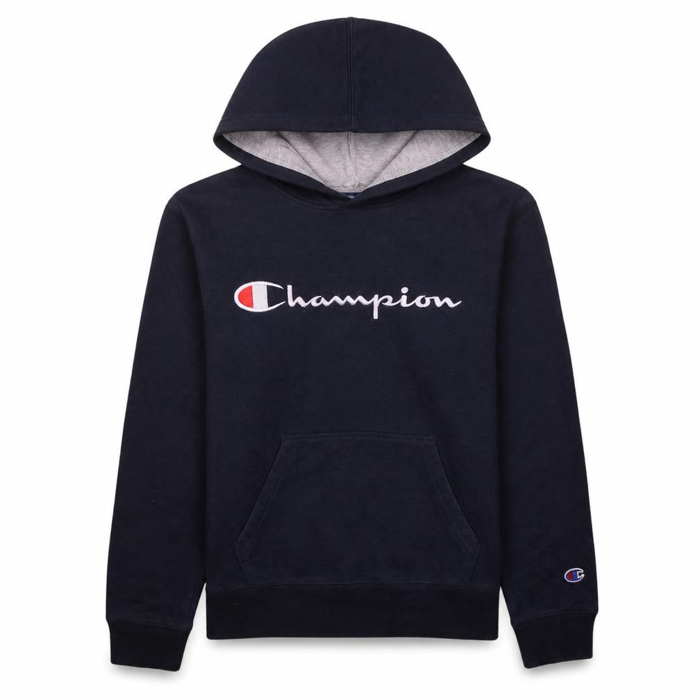 Champion Boys Navy Pullover Hoodie L Logo Embroidered Casual