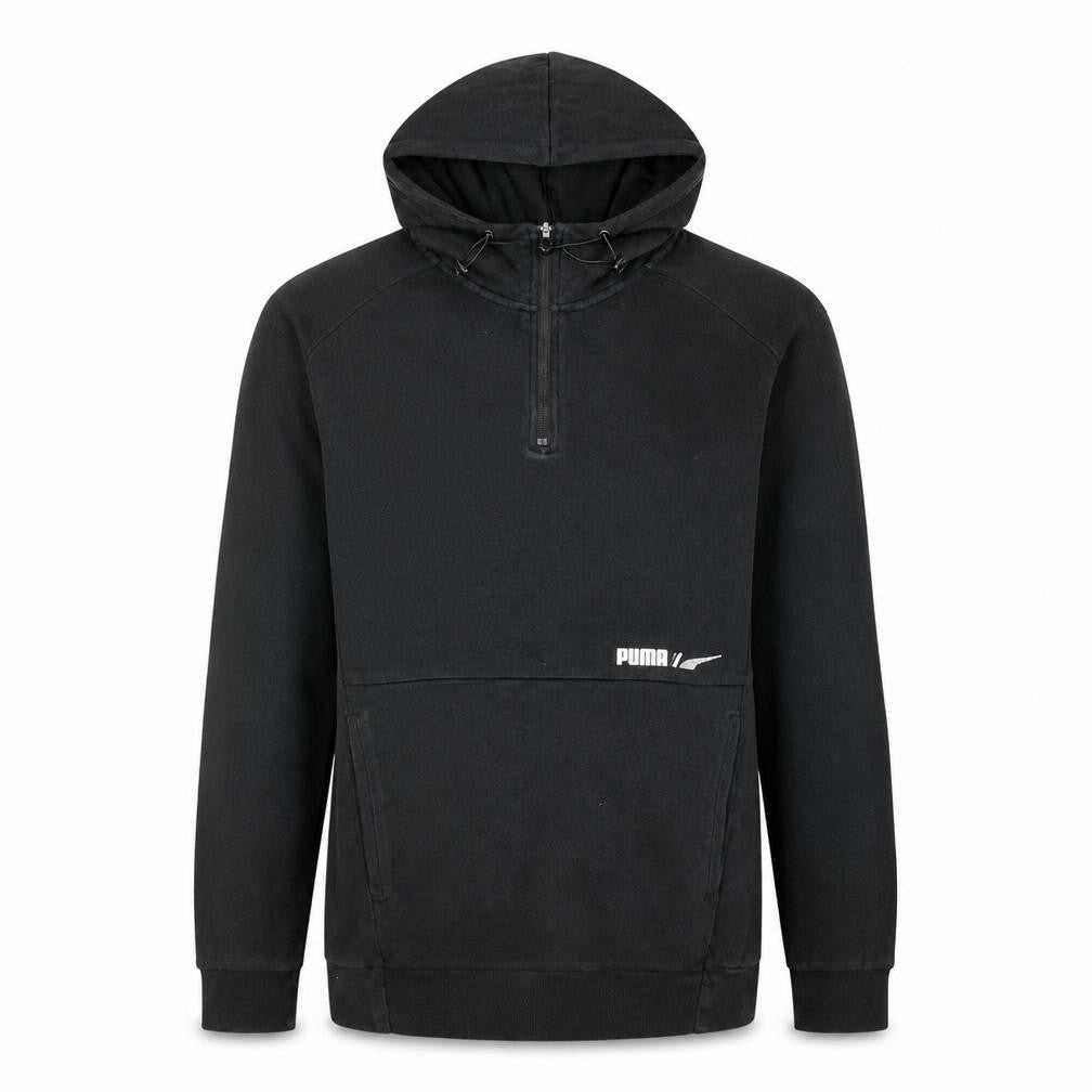 Puma Men's Black Small 1/4 Zip Pullover Hoodie Fleece Sweatshirt