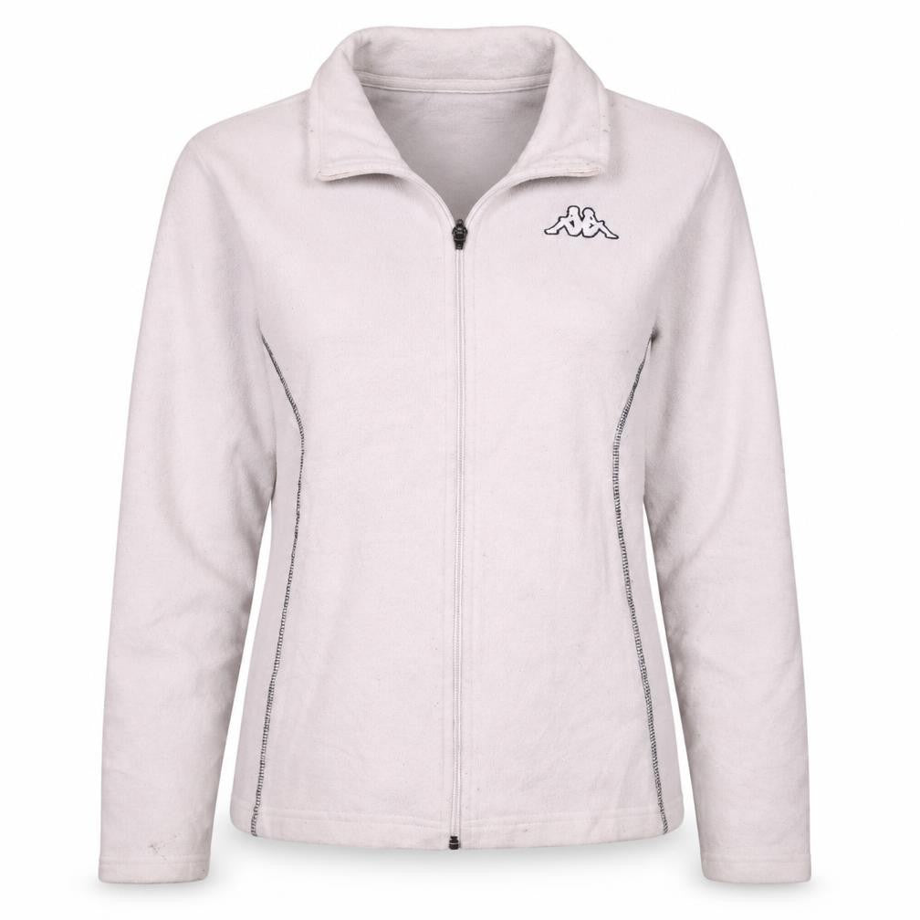Kappa Women White Fleece Full Zip Sweatshirt Large Casual