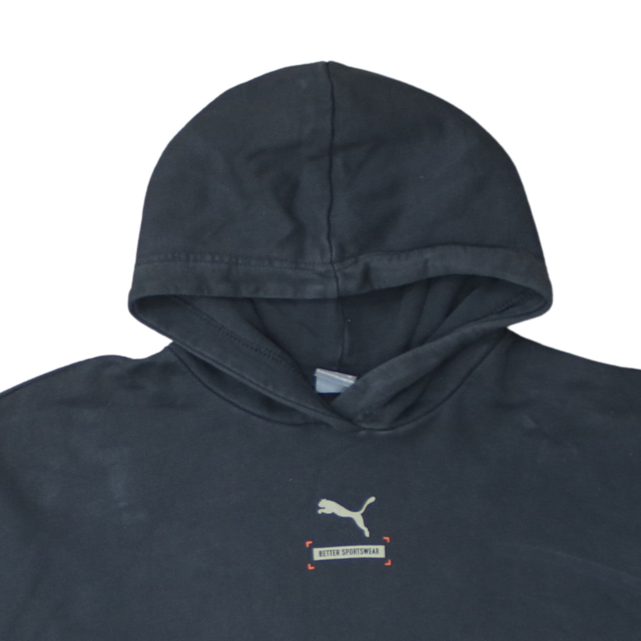 Puma Womens Black Crop Pullover Hoodie Medium Cotton Logo Sportswear