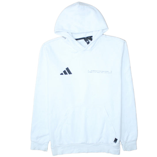 Adidas Men's White Pullover Hoodie L Worldwide Graphic Fleece Sweatshirt