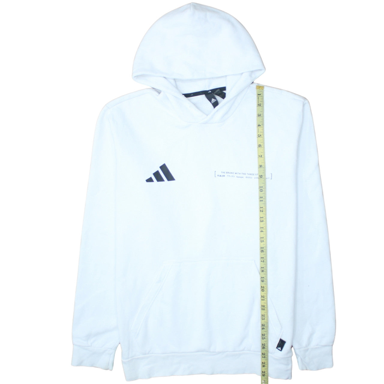 Adidas Men's White Pullover Hoodie L Worldwide Graphic Fleece Sweatshirt