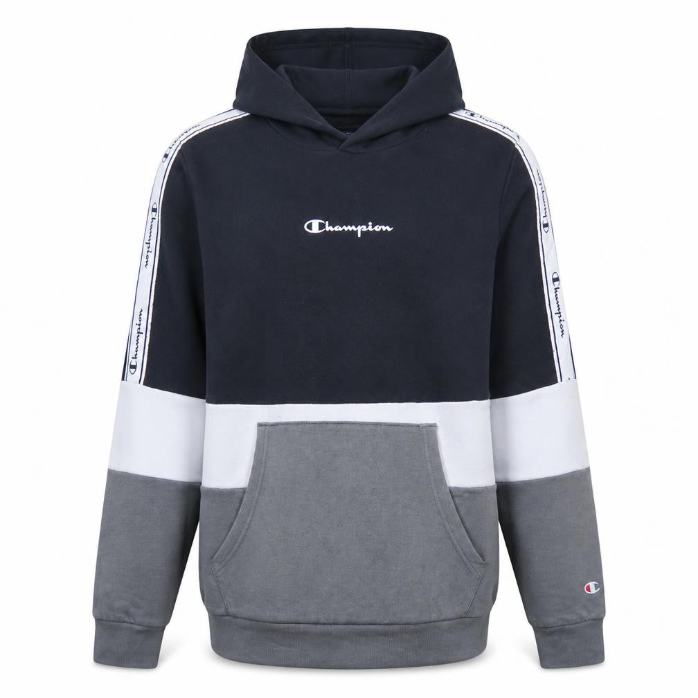 Champion Boys Colourblock 2XL Black Grey Pullover Hoodie Sweatshirt