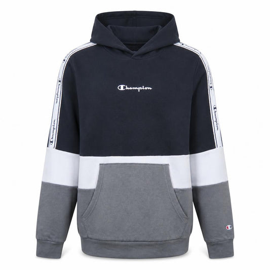 Champion Boys Colourblock 2XL Black Grey Pullover Hoodie Sweatshirt