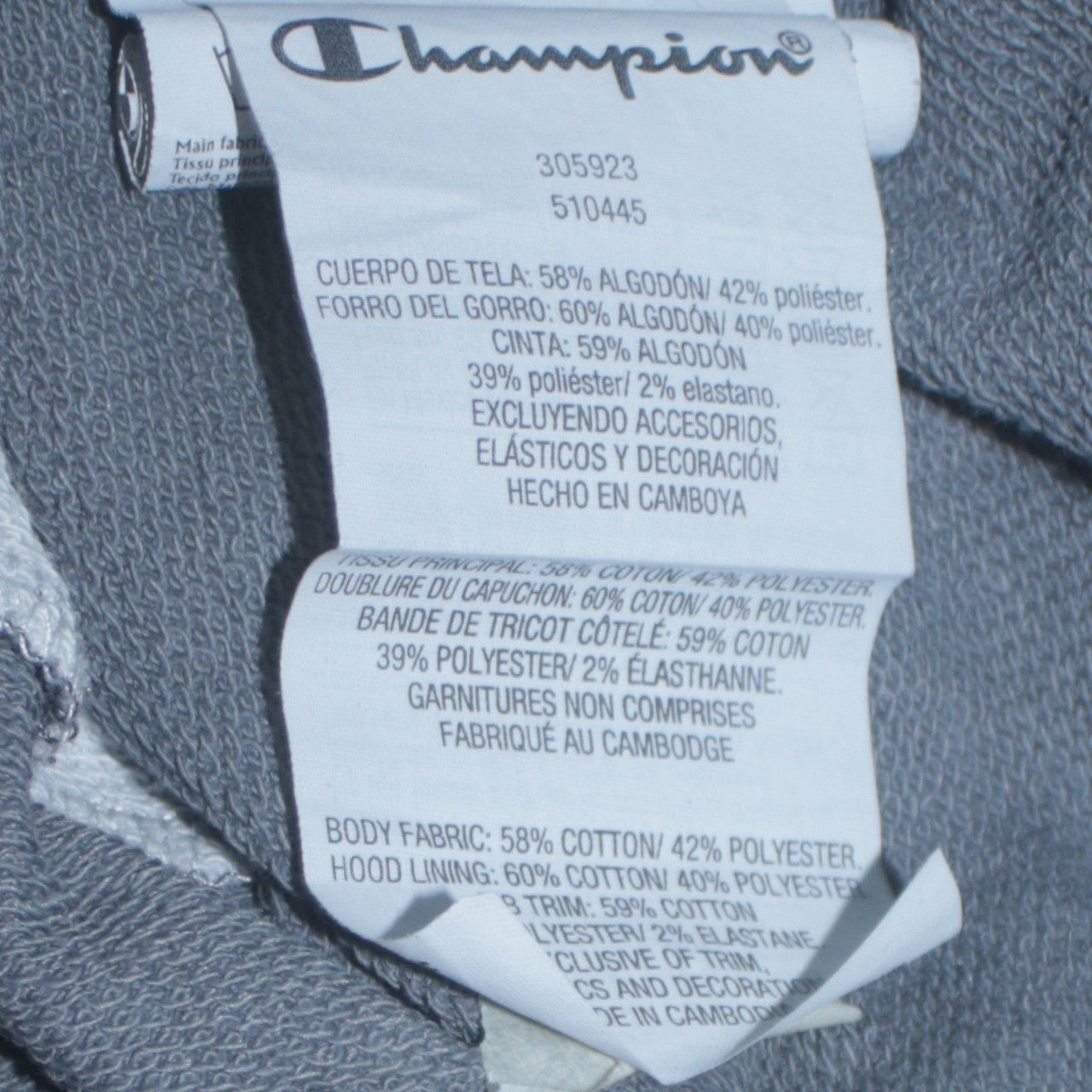 Champion Boys Colourblock 2XL Black Grey Pullover Hoodie Sweatshirt