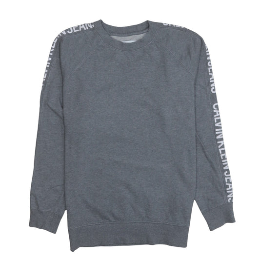 Calvin Klein Jeans Men's Grey Logo Crew Neck Sweatshirt M