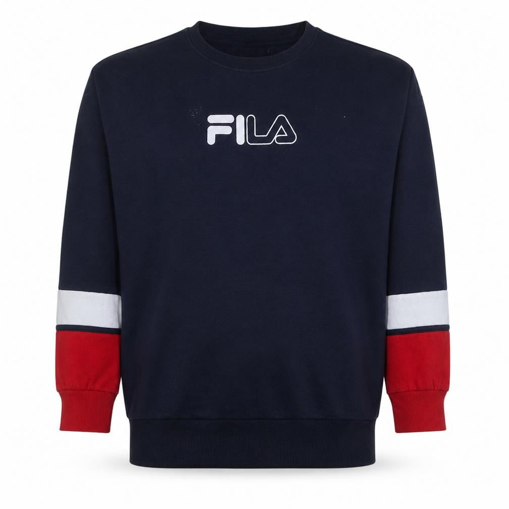 Fila Men's Blue Crew Neck Pullover Sweatshirt Size L Logo Retro Sports