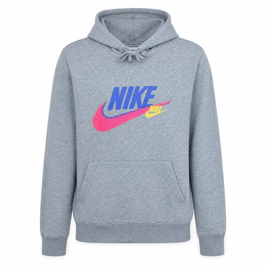 Nike Womens Grey Hoodie Small Pullover Graphic Logo Cotton Blend