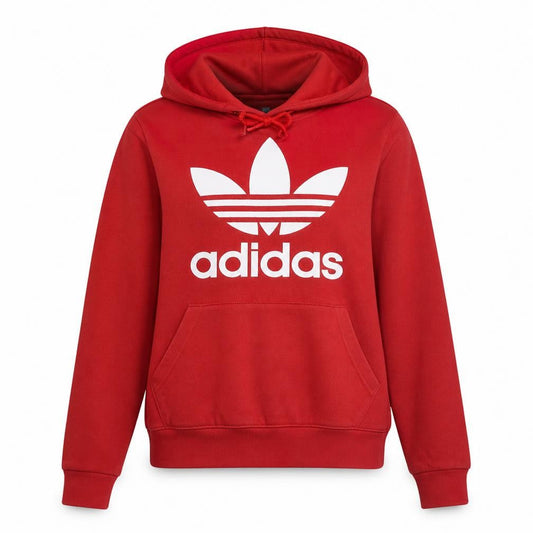 Adidas Women's Red Pullover Hoodie Small - Classic Trefoil Logo Sweatshirt