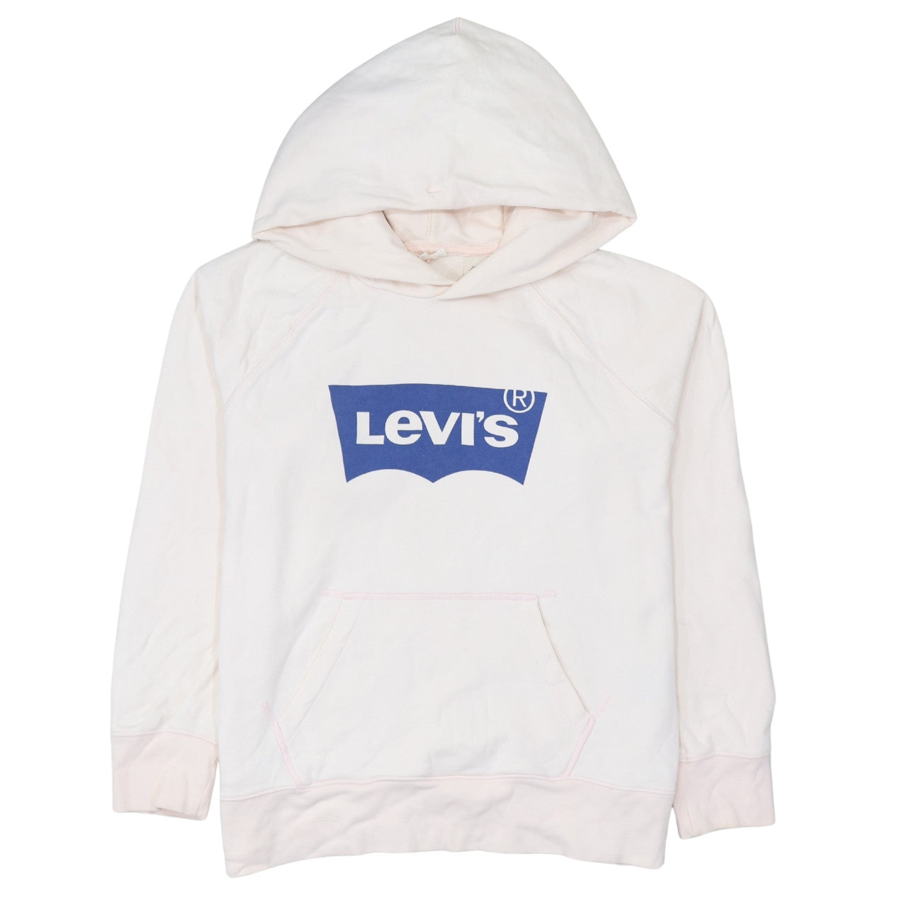 Levi's Women Beige Hooded Pullover Sweatshirt Medium Logo Graphic